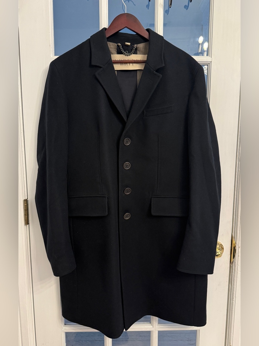 BURBERRY BRIT Women’s Black Wool Cashmere Blend Check Lined Long Coat Size XXL